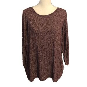 AB Studio sweater Junior's XL Burgundy Arch bottom knit 3/4 sleeve lightweight